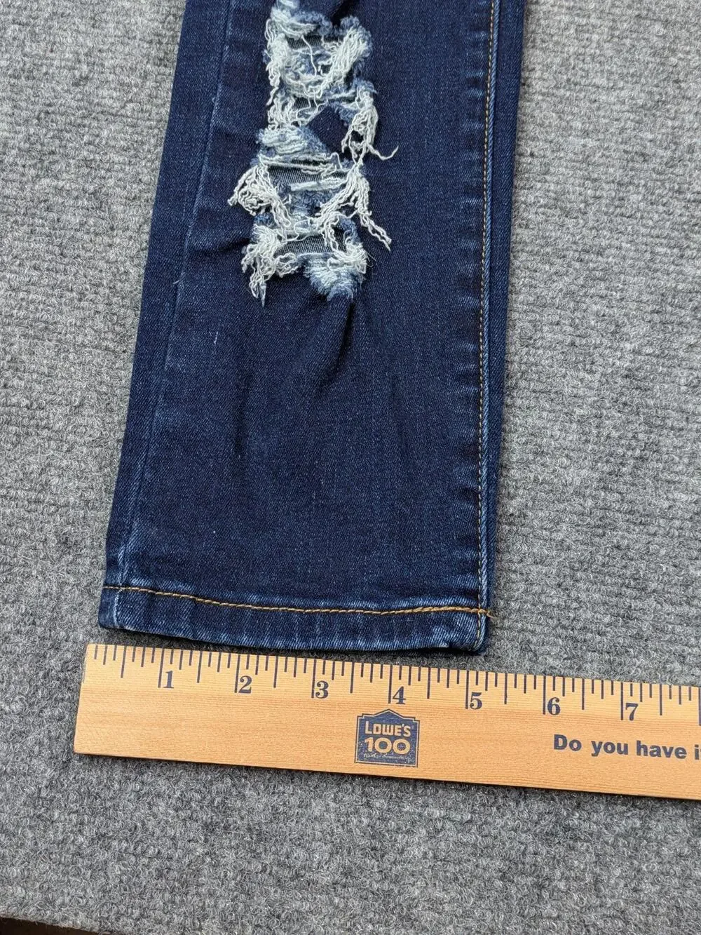 Rue21 Jeans Juniors 4 Blue Dark Distressed Skinny Button Fly Stretch Thrashed